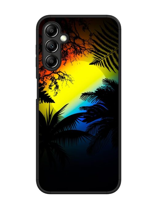 Colorful Sunset With Palm Trees Glossy Metal Phone Cover for Samsung Galaxy A14 (5G) Zapvi