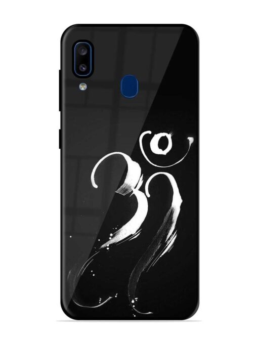 Om Logo Glossy Metal Phone Cover for Samsung Galaxy A20 Zapvi