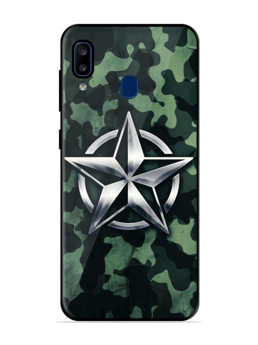 Indian Army Star Design Glossy Metal Phone Cover for Samsung Galaxy A20 Zapvi