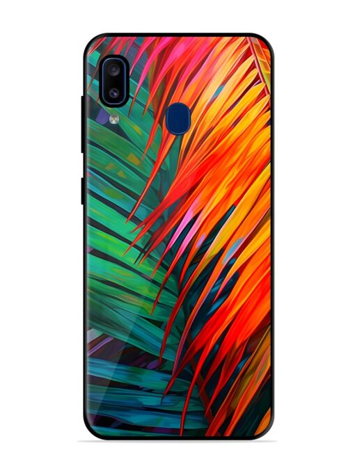 Painted Tropical Leaves Glossy Metal Phone Cover for Samsung Galaxy A20 Zapvi