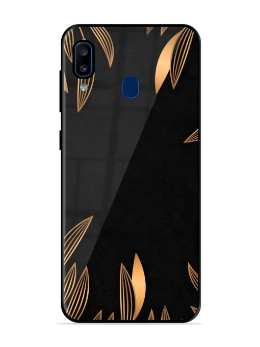 Golden Leaf Pattern Glossy Metal Phone Cover for Samsung Galaxy A20 Zapvi