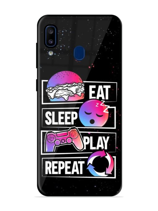 Eat Sleep Play Repeat Glossy Metal Phone Cover for Samsung Galaxy A20 Zapvi