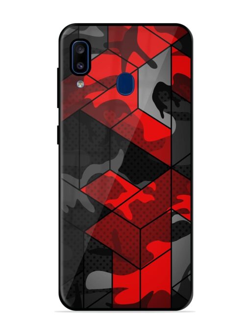 Royal Red Camouflage Pattern Glossy Metal Phone Cover for Samsung Galaxy A20 Zapvi