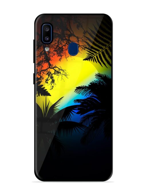 Colorful Sunset With Palm Trees Glossy Metal Phone Cover for Samsung Galaxy A20 Zapvi