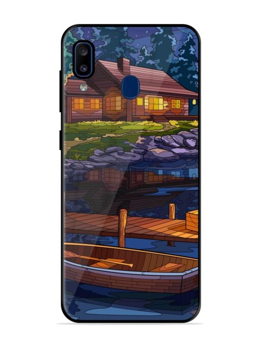 Village Night Scene Glossy Metal Phone Cover for Samsung Galaxy A20 Zapvi