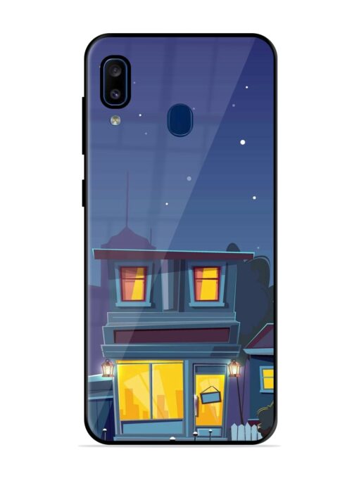 Vector Night House Glossy Metal Phone Cover for Samsung Galaxy A20 Zapvi