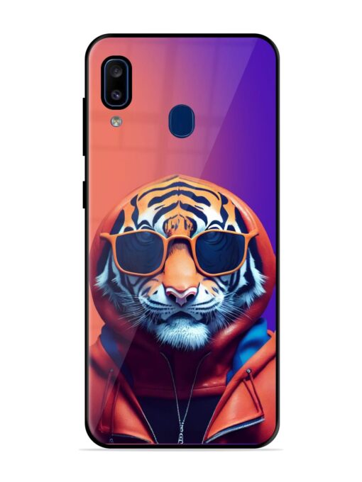 Tiger Animation Glossy Metal Phone Cover for Samsung Galaxy A20 Zapvi