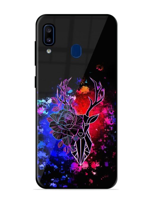 Floral Deer Art Glossy Metal Phone Cover for Samsung Galaxy A20 Zapvi