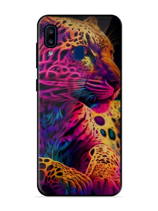 Leopard Art Glossy Metal Phone Cover for Samsung Galaxy A20 Zapvi