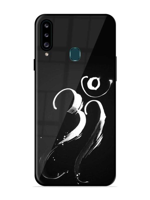 Om Logo Glossy Metal Phone Cover for Samsung Galaxy A20S Zapvi