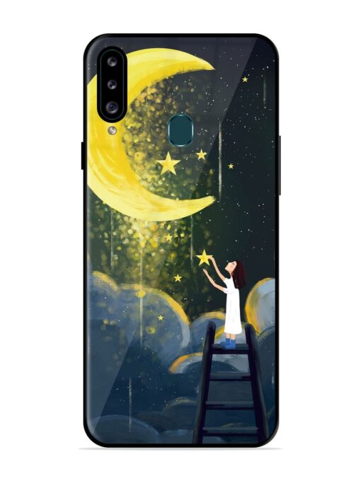 Moonlight Healing Night Illustration Glossy Metal TPU Phone Cover for Samsung Galaxy A20S Zapvi