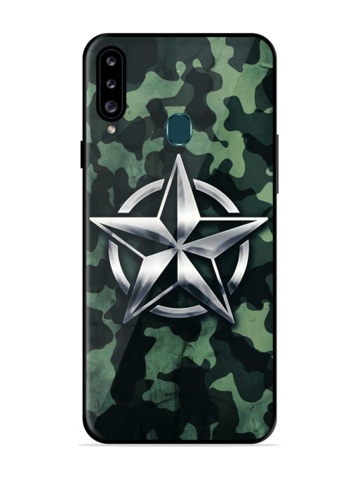 Indian Army Star Design Glossy Metal Phone Cover for Samsung Galaxy A20S