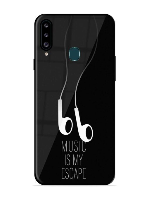 Music Is My Escape Glossy Metal Phone Cover for Samsung Galaxy A20S Zapvi