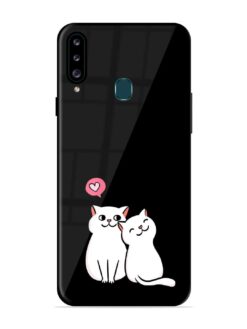Cat Love Glossy Metal Phone Cover for Samsung Galaxy A20S