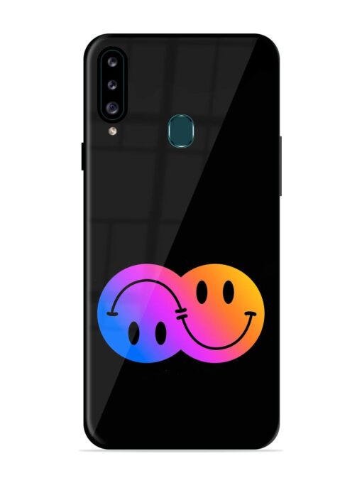 Gradient Smile Art Glossy Metal TPU Phone Cover for Samsung Galaxy A20S