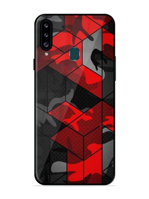 Royal Red Camouflage Pattern Glossy Metal Phone Cover for Samsung Galaxy A20S Zapvi