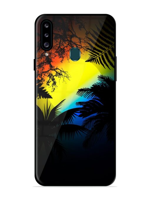 Colorful Sunset With Palm Trees Glossy Metal Phone Cover for Samsung Galaxy A20S Zapvi