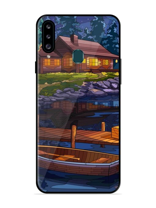 Village Night Scene Glossy Metal Phone Cover for Samsung Galaxy A20S Zapvi