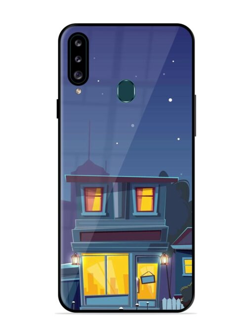 Vector Night House Glossy Metal Phone Cover for Samsung Galaxy A20S Zapvi