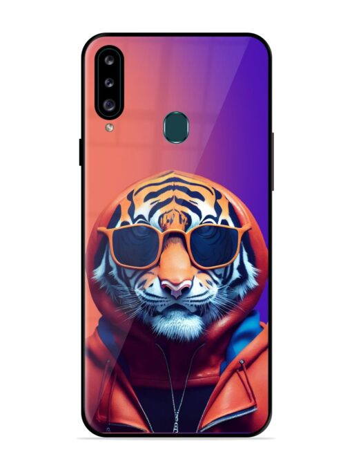 Tiger Animation Glossy Metal Phone Cover for Samsung Galaxy A20S Zapvi