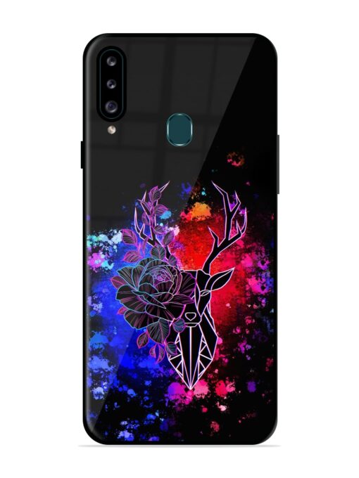 Floral Deer Art Glossy Metal Phone Cover for Samsung Galaxy A20S