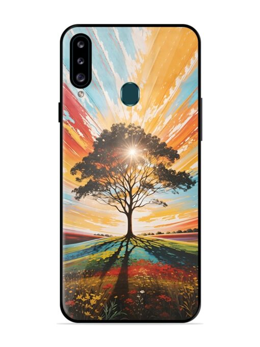 Abstract Tree Colorful Art Glossy Metal Phone Cover for Samsung Galaxy A20S Zapvi