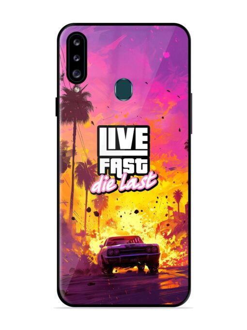 Live Fast Glossy Metal Phone Cover for Samsung Galaxy A20S Zapvi