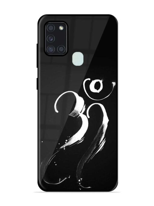 Om Logo Glossy Metal Phone Cover for Samsung Galaxy A21S