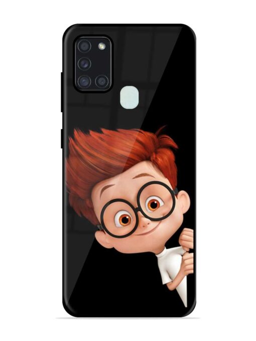 Smart Boy Cartoon Glossy Metal Phone Cover for Samsung Galaxy A21S Zapvi