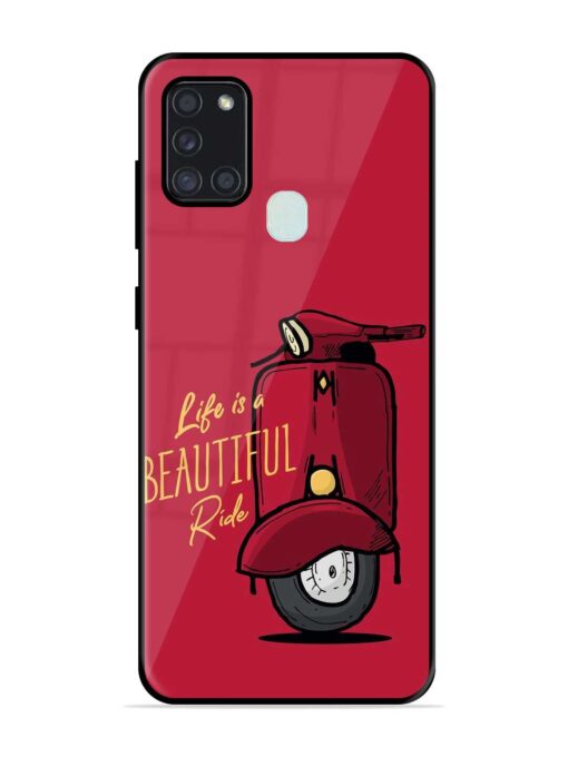 Life Is Beautiful Rides Glossy Metal Phone Cover for Samsung Galaxy A21S Zapvi