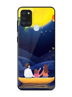 Happy Family And Beautiful View Glossy Metal Phone Cover for Samsung Galaxy A21S