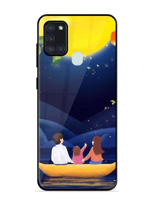 Happy Family And Beautiful View Glossy Metal Phone Cover for Samsung Galaxy A21S Zapvi