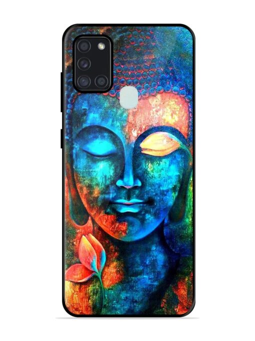 Buddha Painting Glossy Metal Phone Cover for Samsung Galaxy A21S Zapvi