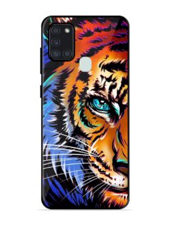 Colorful Lion Art Glossy Metal Phone Cover for Samsung Galaxy A21S
