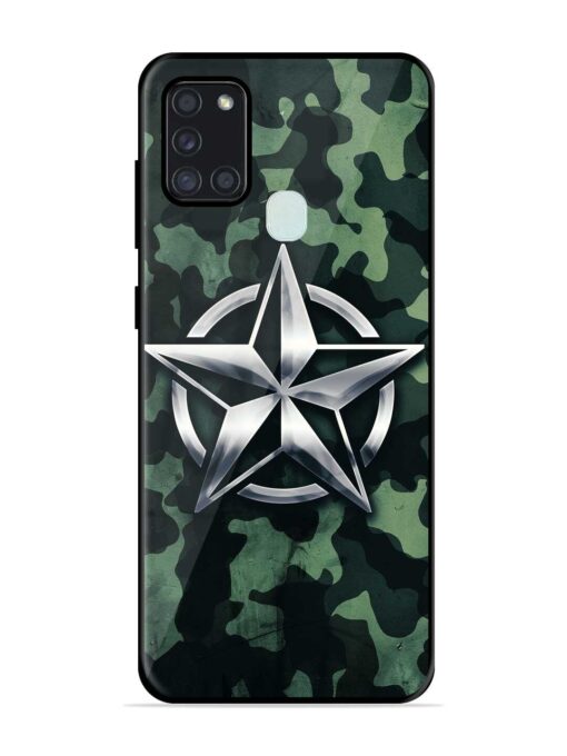 Indian Army Star Design Glossy Metal Phone Cover for Samsung Galaxy A21S Zapvi