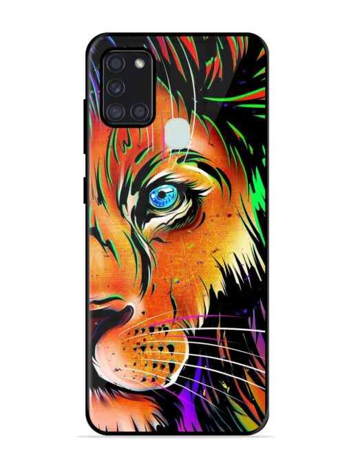 Colorful Lion Design Glossy Metal TPU Phone Cover for Samsung Galaxy A21S Zapvi