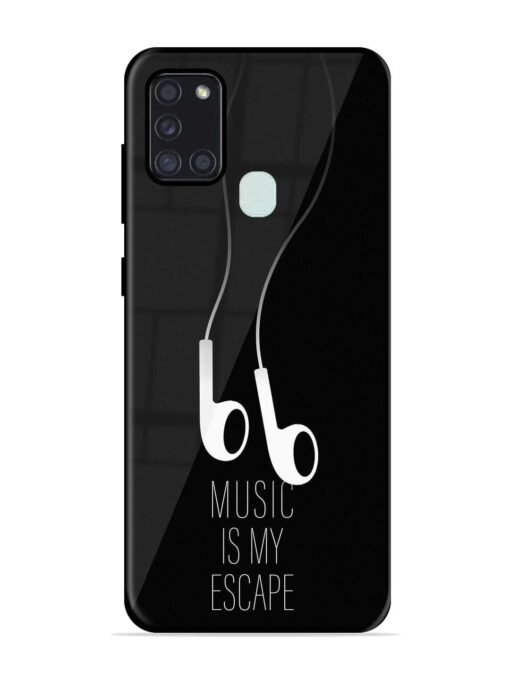 Music Is My Escape Glossy Metal Phone Cover for Samsung Galaxy A21S Zapvi