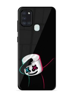 Black Marshmallow Glossy Metal Phone Cover for Samsung Galaxy A21S