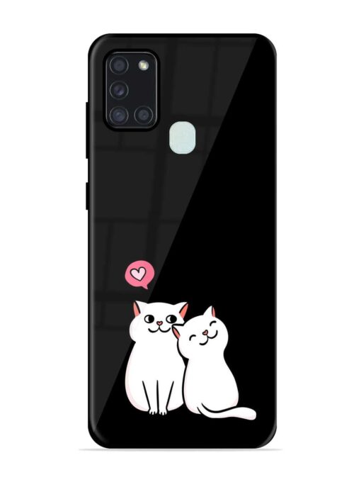 Cat Love Glossy Metal Phone Cover for Samsung Galaxy A21S Zapvi