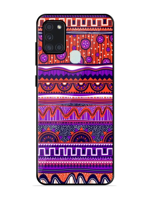 Ethnic Seamless Pattern Glossy Metal TPU Phone Cover for Samsung Galaxy A21S Zapvi