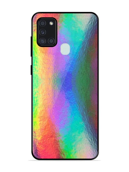 Colorful Holographic Background Glossy Metal TPU Phone Cover for Samsung Galaxy A21S Zapvi