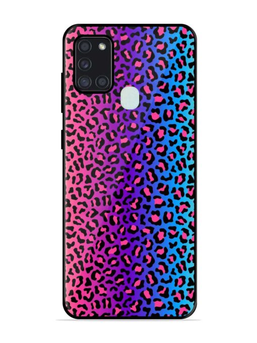 Colorful Leopard Seamless Glossy Metal Phone Cover for Samsung Galaxy A21S Zapvi