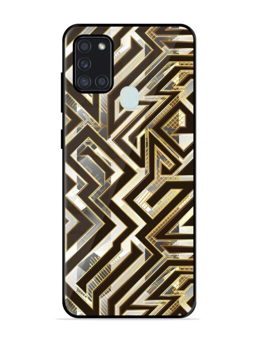 Technology Geometric Seamless Glossy Metal Phone Cover for Samsung Galaxy A21S Zapvi