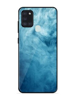 Blue Smoke Art Glossy Metal Phone Cover for Samsung Galaxy A21S