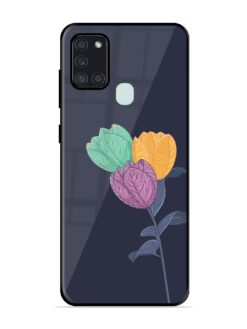 Flower Vector Glossy Metal Phone Cover for Samsung Galaxy A21S