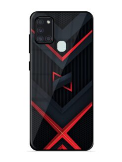 Red Gray Abstract Glossy Metal Phone Cover for Samsung Galaxy A21S