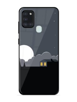 Full Moon Vector Art Glossy Metal Phone Cover for Samsung Galaxy A21S