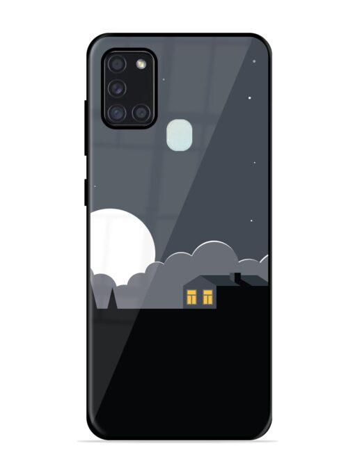 Full Moon Vector Art Glossy Metal Phone Cover for Samsung Galaxy A21S Zapvi