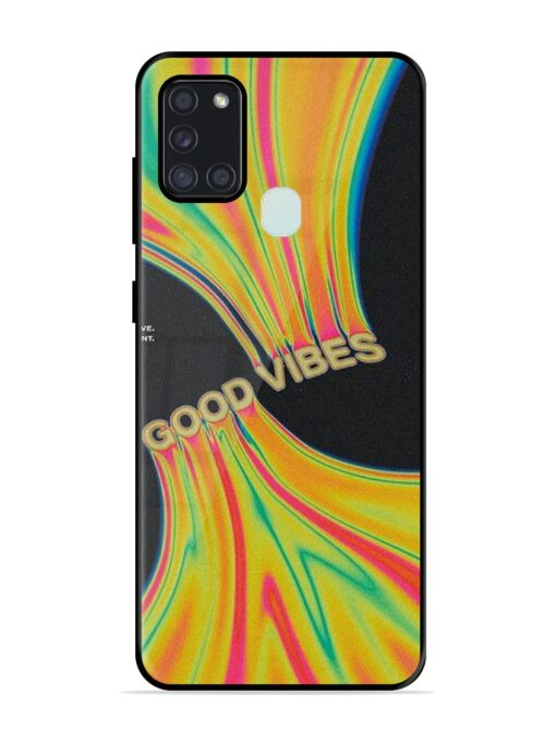 Good Vibes Glossy Metal Phone Cover for Samsung Galaxy A21S Zapvi