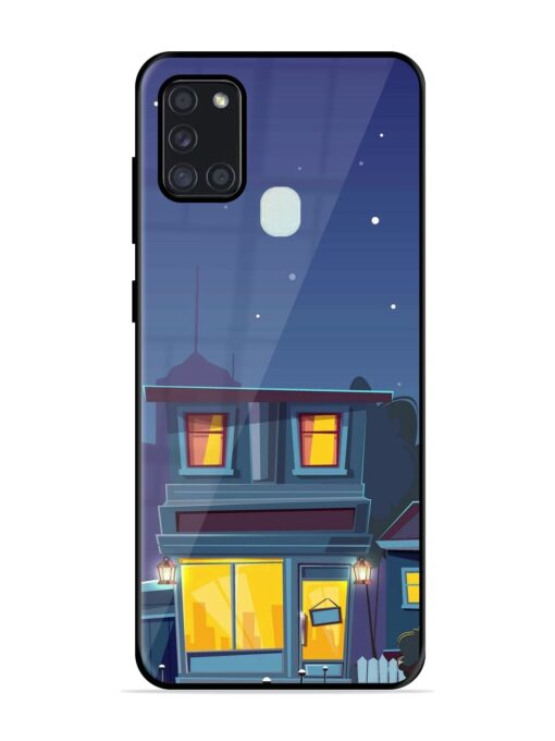 Vector Night House Glossy Metal Phone Cover for Samsung Galaxy A21S Zapvi